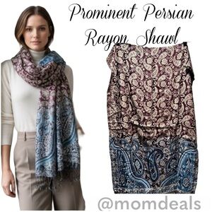 Elegant Shawl Purple & Blue Paisley -Versatile Wrap, Scarf, or Veil Soft Rayon